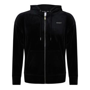 DKNY Womens/Ladies Rhinestone Logo Full Zip Hoodie / Black
